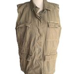 Madewell Olive Green Sleeveless Hidden Button Up Collared Utility Vest Jacket Photo 0