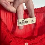 Hollister Button Front Shirt Womens M Red Long Sleeve Ruffle Trim Round Neck Y2K Photo 7