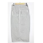 Scoop Skirt Denim White Black Striped Split Front Size 4 Maxi Photo 1