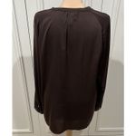 Ralph Lauren Chocolate Brown Satin Like Blouse Long Sleeve Fall Autumn Classic Photo 5