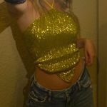 Camila Coelho  Yellow Sequin Halter Top Photo 3