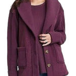 Knox Rose  burgundy collared shawl neck Sherpa shacket small Photo 0