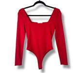 Jun & Ivy NWT Francesca's Red Square Neck Long Sleeve Fitted Bodysuit Small Photo 1