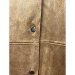 ZARA Coat Womens Cognac Suede Oversized with Faux Fur Trim Size Small Photo 4