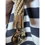 Michael Kors Large Blue And White Pinstripe Marina Tote Shoulder Bag Rope Handle Photo 3