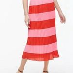 J.Crew NWT Pleated midi skirt in stripe Pink Red 6 holiday Valentine’s Day Photo 0