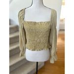 Urban Outfitters  Mustard Yellow Gingham Shirred Puff Sleeve Milkmaid Top Photo 1