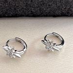 10mm CZ Star Hoop Earrings for Men Women,Streetwear Hip Hop Punk Unisex Earrings Silver Photo 0
