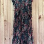 Lulus NWT  Alondra Dark Green Multi Floral Pleated Midi Dress Wedding Bride Sz S Photo 2