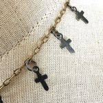 Silver/Gold tone multiple cross choker necklace Gold Photo 2
