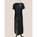 French Connection  Shimmering Black Short Sleeve Simple Elegant Maxi Dress Size 6 Photo 3