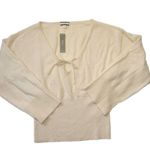 J.Crew NWT Cashmere Ribbed Tied V-neck Sweater in Buttercream S $178 Photo 1