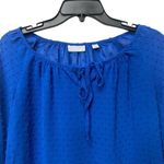New York & Co. Womens Swiss Dot Blouse Top Royal Blue ¾ Balloon Sleeve Sz XS Photo 2
