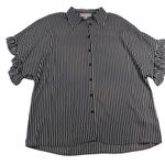 Michael Kors Striped Ruffle Sleeve Button Up Shirt Women's Size L Photo 0