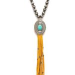 Cowgirl Confetti Turquoise and Orange Leather Navajo Beaded Necklace Photo 4