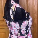 Lulus Wowing Wonder Black Floral Jacquard Smocked Tie-Strap Tiered Midi Dress Photo 11