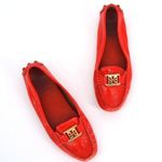 Tory Burch Kendrick Patent Leather Driving Loafer Shoes Red Orange Women's 7.5 Photo 0