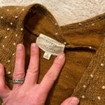 Flower & Feather Cardigan Womens Medium Puff Sleeve Cream Dot Lightweight‎ Brown Photo 3