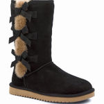 Koolaburra by UGG Victoria Tall Black Suede Bow Winter Boots Size 6 Photo 0