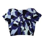 OFFLINE by aerie NWOT Women’s Real Me Ruched Crop T Shirt Small Blue Black Print Photo 5