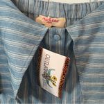 Peach Love California  Blue And White Stripe Chambray Romper Size Medium‎ Photo 7