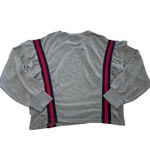 BB Dakota BB Dakota Top Womens Small Gray Long Sleeve Ruffle Red Navy Stripe Photo 1