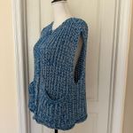 ZARA Woman’s Loose Knit Blue Sweater Vest with Big Blue buttons, Sz L Photo 7