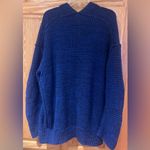 Free People High Hopes Chunky Knit Open Front Cardigan in Blue Combo Size Large Photo 11