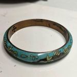 Vintage Baby Blue Cloisonné Floral Bangle Bracelet Photo 7
