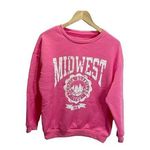 Hot Pink Midwest Graphic Print Crew Neck Sweater Women's Size M Size M Photo 0