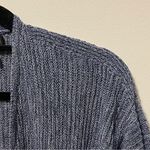 Tahari Long Sleeve Open Cardigan Marled Blue White Ribbed Knit M Photo 7