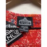 Angie Floral Boho Tank Top Sz L Sleeveless Red Smocked Tiered Cottage Festival Photo 2