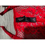 Victoria's Secret Bustier Lingerie Red Lace Corset Garter Straps 32B Women's Photo 1