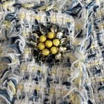 ZARA  Basic Cream Tweed Boucle Blazer Jacket Flower Jewel Brooch Buttons Size XS Photo 9