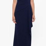 XScape “Lindsay” Long Scuba Crepe Off the Shoulder Dress Navy Women’s Sz 16 Photo 0