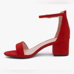 NEW Low Heels Open Toe Chunky Block Heeled Sandals Ankle Strap Comfortable 10 Red Photo 2