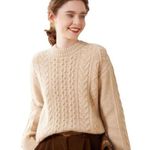 United Colors Of Benetton 100 % Virgin Wool Cable-Knit Sweater Women’s M Photo 0