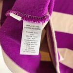 Loft Ann Taylor  Knit Top Zipper Short Sleeve Striped Cotton Purple Beige S Photo 3