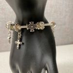 Premier Designs Premier Design Silver Tone Charm Bracelet Cross Heart Dangle Beads Luck Scroll Photo 8
