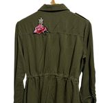 Charlotte Russe utility jacket olive green boho floral embroidery women's Small Photo 9