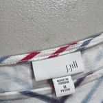 J.Jill Chevron Striped White Red Blue Crewneck Tunic T-Shirt Size Medium Petite Photo 3