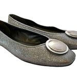Hogan Silver Leather Wrap Metal Disc Ballet Flats Photo 1
