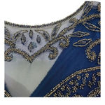 Pisarro Nights Illusion Beaded Mesh Column Gown Dark Teal Blue Size 2 NWT Photo 7