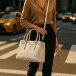 Coach 37400 Crosby Carryall Satchel LI/Chalk Floral Rivet Leather Tote Bag Photo 0