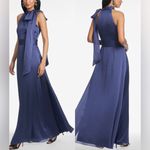 NEW Sachin & Babi KAYLA DEEP COBALT Tie Neck Maxi Crinkle Dress sz 12 Blue Photo 2