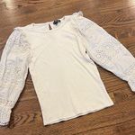 J.Crew  rubbed mixed media  White Eyelet Sleeve Top, s Photo 0