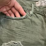Free People Shorts Denim Loving Good Vibrations Cutoff Button Fly Olive Green Photo 5