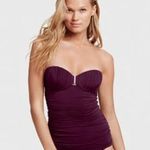 Victoria's Secret Plum Riched Strapless One Piece Swimsuit Size 12B Photo 1