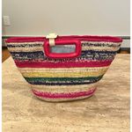 Maje NEW NWT M Mini Striped Raffia Basket Bag Fuschia Photo 5