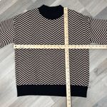 Zesica Chevron Stripe Lantern Sleeve Mock Neck Sweater Tan Black Large Photo 12